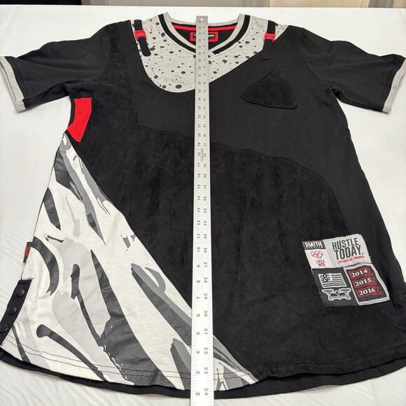 Smith And Graham Mens 2XL Short Sleeve Black/Gray Printed Shirt Hustle Today - Picture 7 of 10